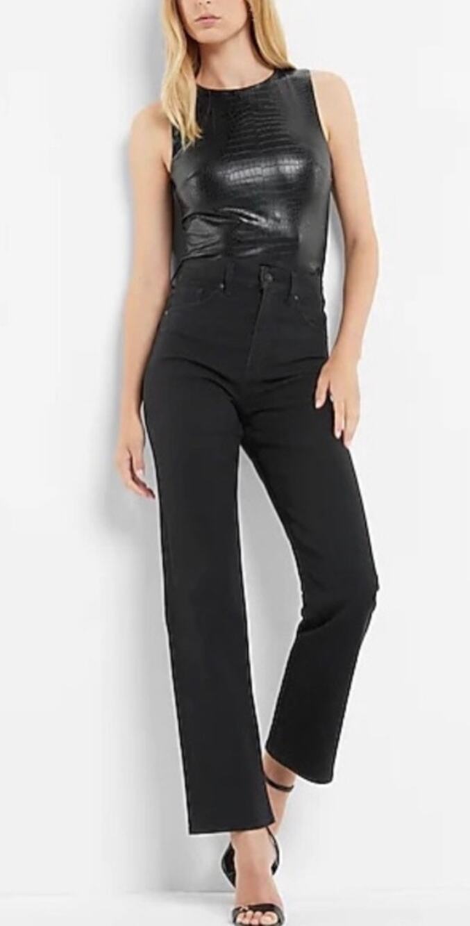 Express Body Contour bodysuit black faux crocodile, size medium, NWT, MSRP $58